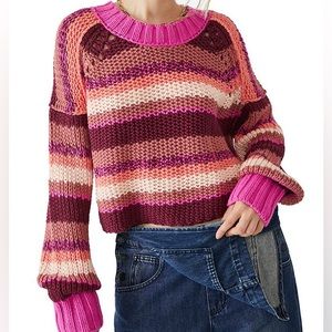 Free People Devon Striped Knit Sweater size M